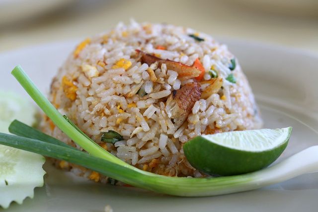 Fresh lime juice goes well together with Veggie Fried Rice.