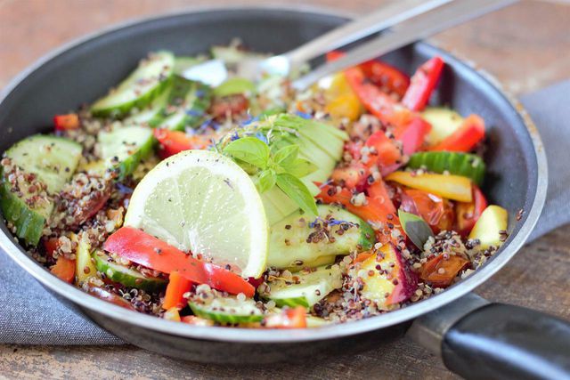 Quinoa is a good source of protein for salads.