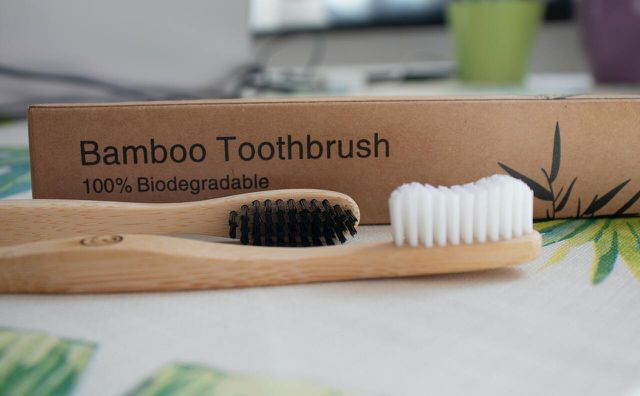 Using a bamboo toothbrush is a great way to cut down on plastic waste.