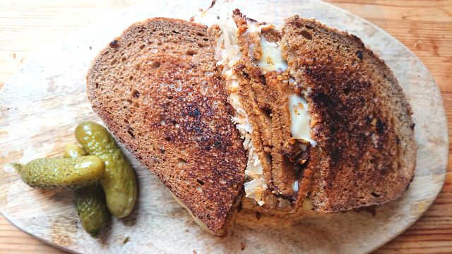 Meaty, lightly spiced, and full of flavor, a Rueben is one of the best vegan sandwiches.