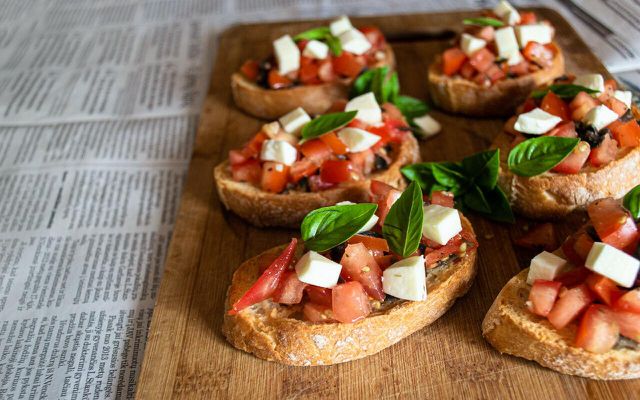 Bruschetta is a light snack to enjoy at lunchtime. 