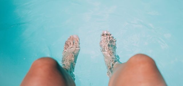 The swimming pool is a typical place of infection for nail fungus.