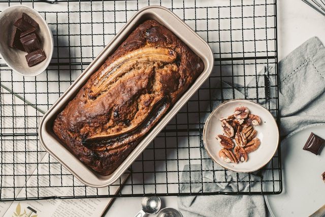 Banana bread is a filling and nutritious breakfast you can make with plant-based eggs.