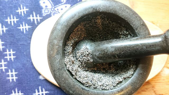 Toasted black sesame makes for a delicious and traditional Japanese vegan mochi filling.