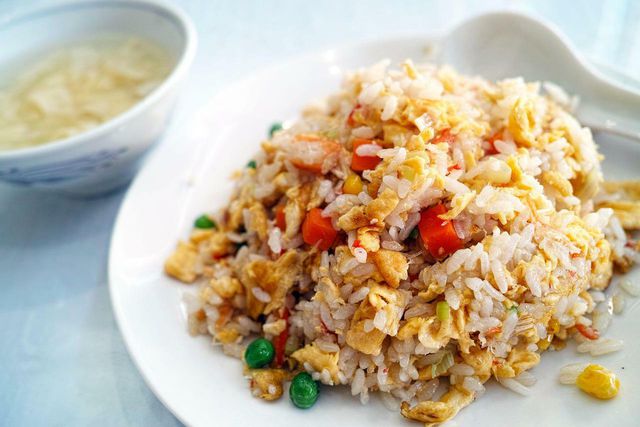 Make sure to use at least day-old rice when making fried rice.
