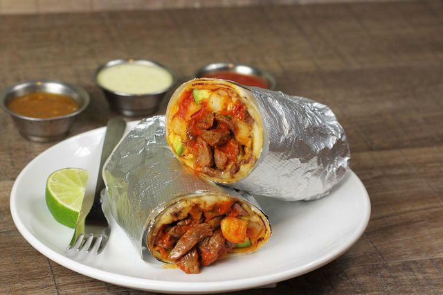 Fill a breakfast burrito with plant-based eggs for a tasty and protein-packed breakfast.