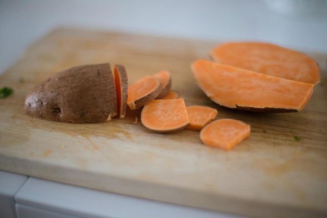 The smaller you chop the sweet potatoes, the less time they'll need to cook.