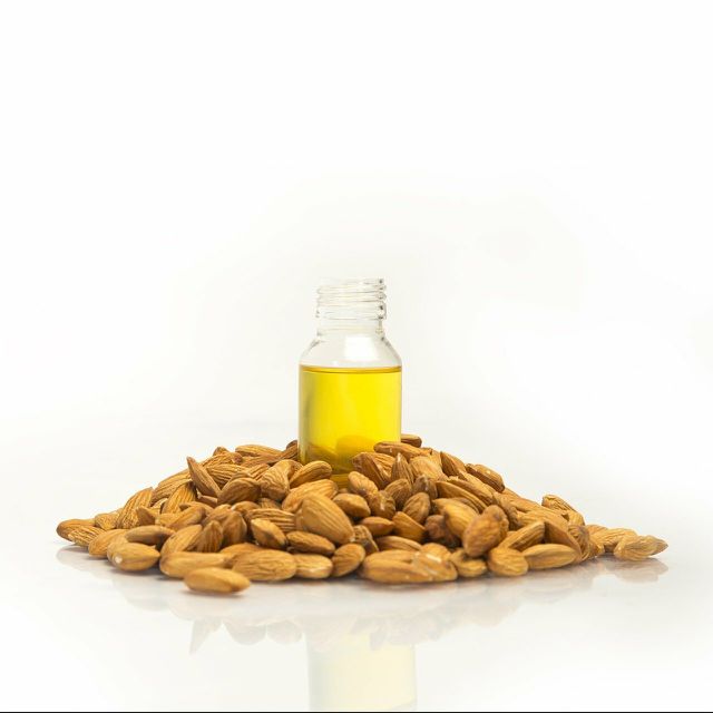 Almond oil is rich in both Vitamin E and unsaturated fats, giving it many health benefits.