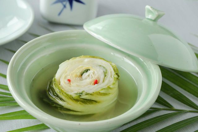 White kimchi is a non-spicy version without red peppers..