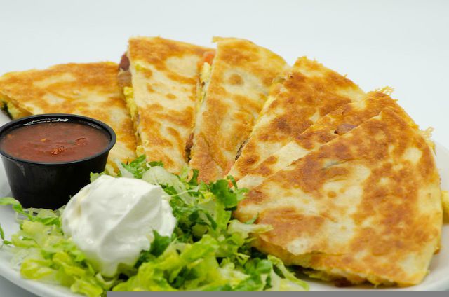 Vegan quesadillas can be filled with any assortment of plant-based ingredients.