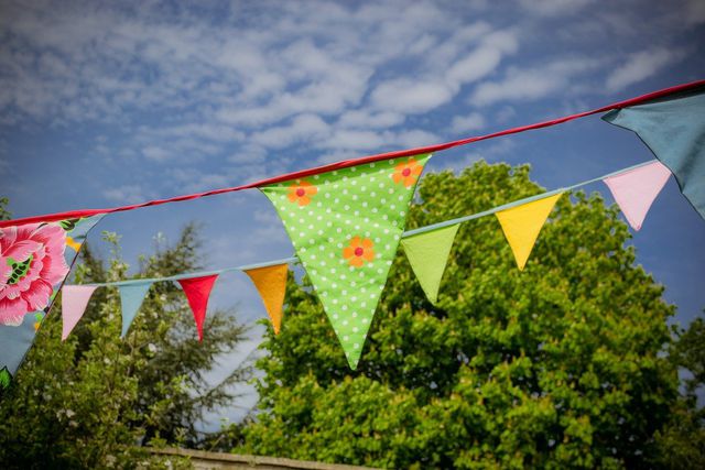 Fabric bunting is easy to make.