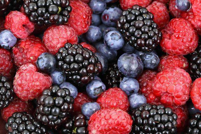 Berries, like raspberries and blackcurrants, are high in calcium.
