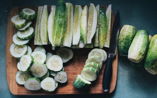 Slice or chop your cucumbers to make pickles. 