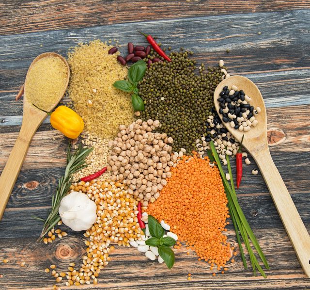 Grains and legumes are good plant-based sources of protein.