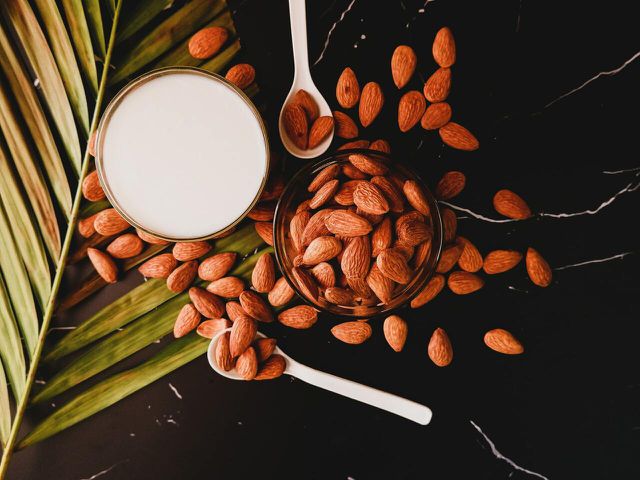 You'll need to soak the almonds in water overnight to make them easy to blend. 